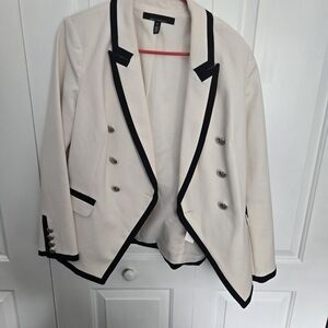 White House Black Market Ivory Blazer with Black Accents